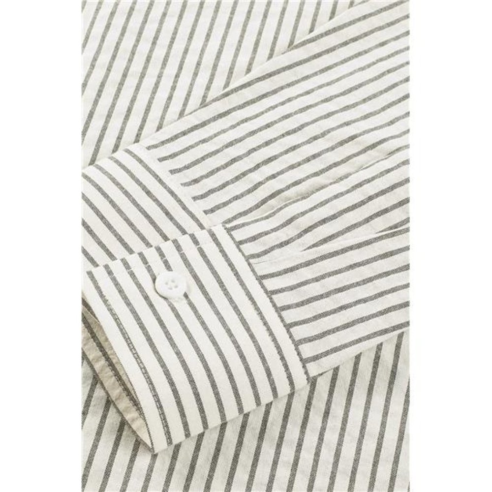 Men's Casual Summer Cotton Henley Shirt Long Sleeve Hippie Striped Beach Shirts - Picture 6 of 7
